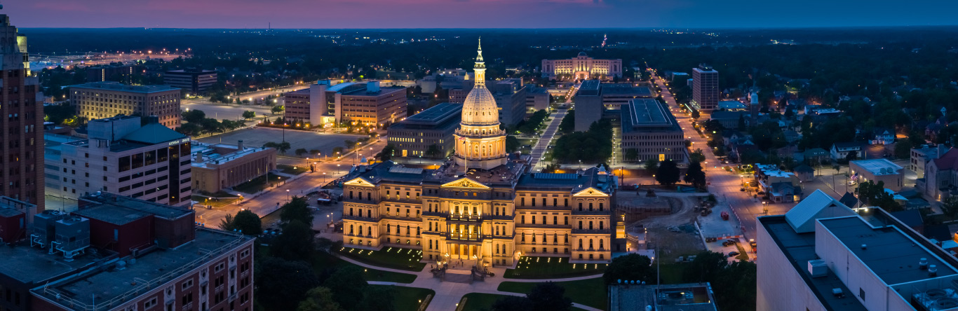 Michigan State Capital building at night